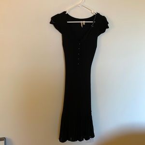 Vintage-inspired black knit dress with slip. Size XS.